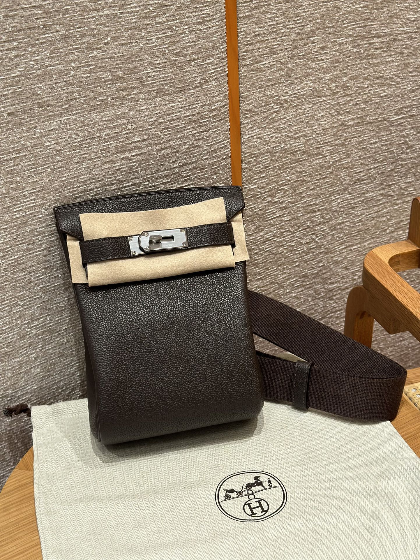 에르메스 Hermes Hac a dos 28cm Togo 46 Ebene/silver