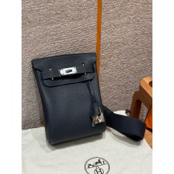 에르메스 Hermes Hac a dos 28cm Togo 76 Blue indigo/silver