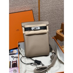 에르메스 Hermes Hac a dos 28cm Togo 81 Girs tourterlle and 89 noir/silver