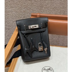 에르메스 Hermes Hac a dos 28cm Togo 89 noir/silver
