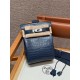 에르메스 Hermes Hac a dos 28cm Matte Porosus 76 Blue indigos/ilver