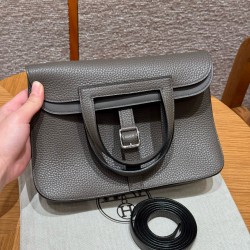 에르메스 Hermes Halzan 22cm clemence 8F Girs etain/silver