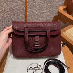 에르메스 Hermes Halzan 25cm clemence 55 Rouge H/silver