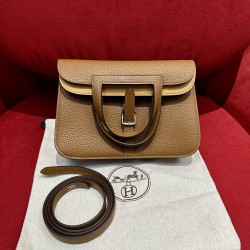 에르메스 Hermes Halzan 25cm Togo 3G Alezan and 4B Biscuit/gold