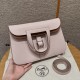 에르메스 Hermes Halzan 31cm clemence 09 Mauve pale and 37 Gold/silver