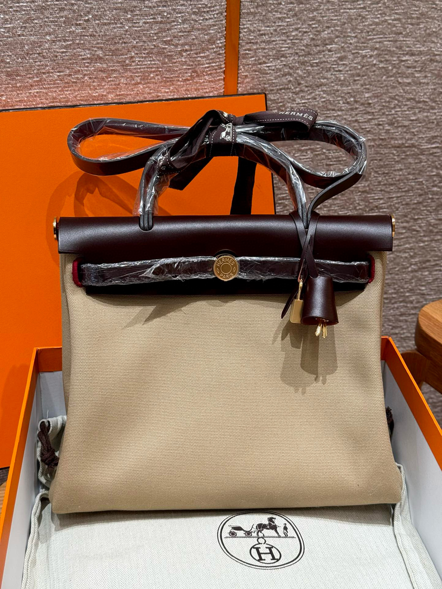 에르메스 Hermes Herbag 31cm canvas and cowhide