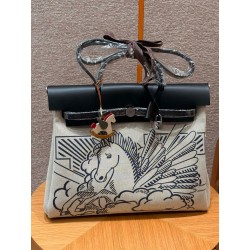 에르메스 Hermes Herbag 39cm Black/silver