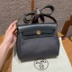 에르메스 Hermes Herbag mini 20cm canvas and cowhide ardoise ardoise/gold