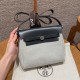 에르메스 Hermes Herbag mini 20cm canvas and cowhide ecru blue glacier ardoise/silver