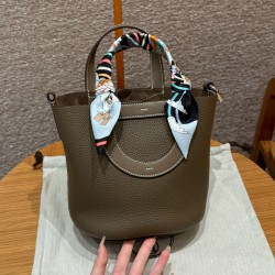 에르메스 Hermes in the loop 18cm Clemence 18 Etoupe/silver