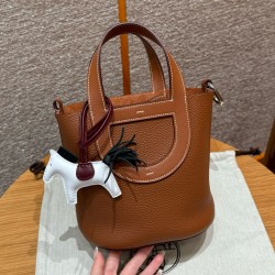 에르메스 Hermes in the loop 18cm Clemence 37 Gold/silver