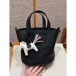 에르메스 Hermes in the loop 18cm Clemence 89 Noir/silver