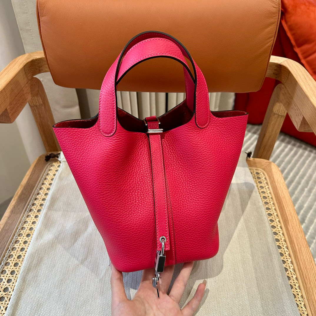 에르메스 Hermes Picotin lock 18cm clemence 0D Rose Maxico/silver