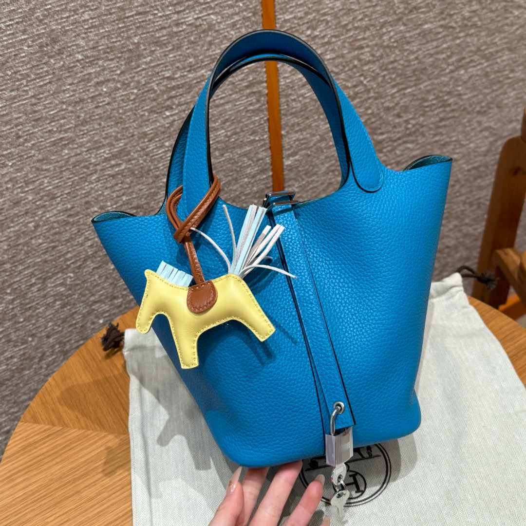 에르메스 Hermes Picotin lock 18cm clemence 0F Blue Frida/sliver
