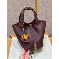 에르메스 Hermes Picotin lock 18cm clemence 0G Rouge seller/gold