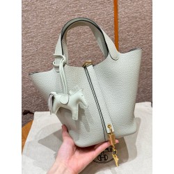 에르메스 Hermes Picotin lock 18cm clemence 0S Vert Fizz/gold