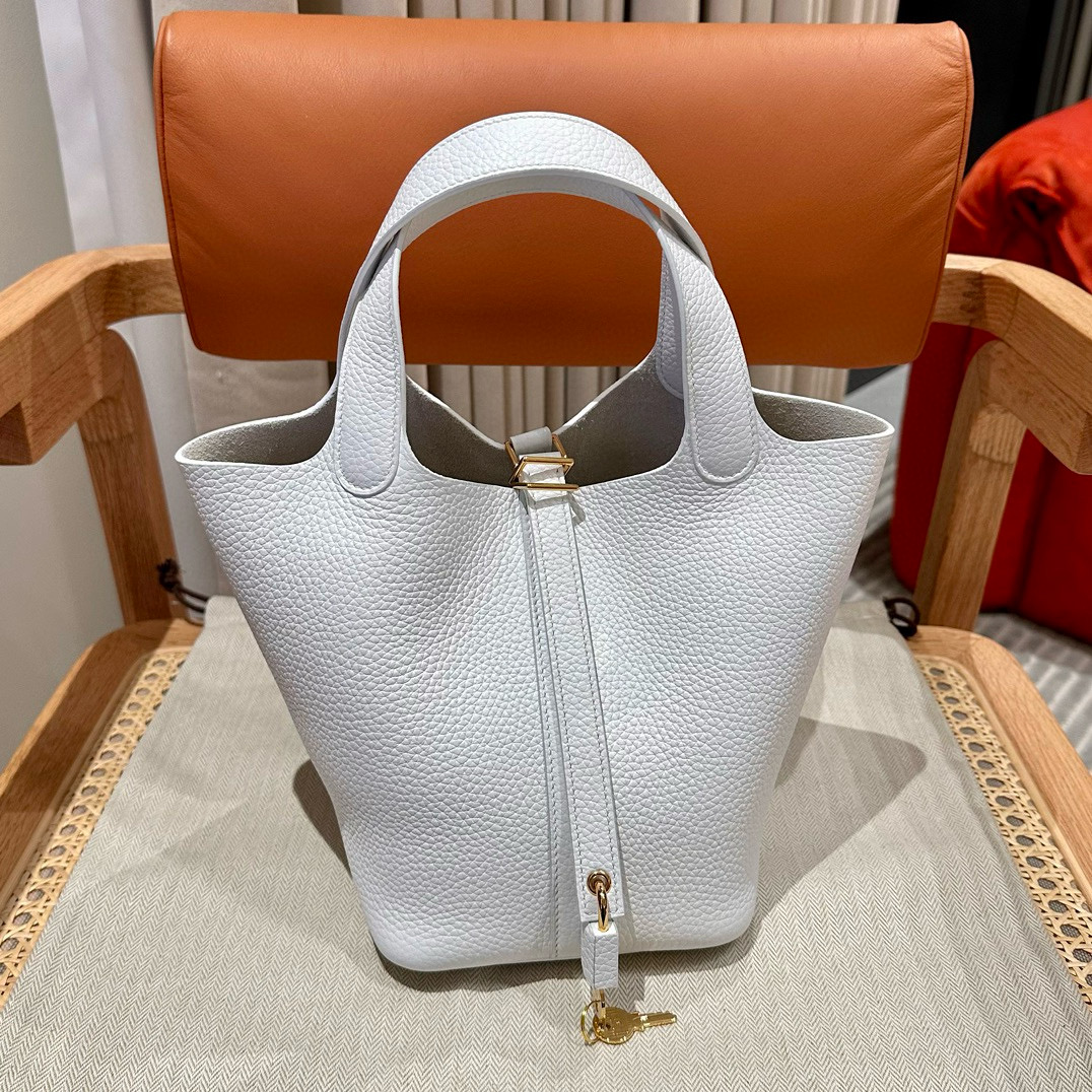 에르메스 Hermes Picotin lock 18cm clemence 01 Blanc/gold