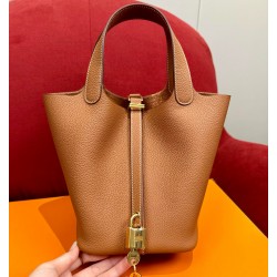 에르메스 Hermes Picotin lock 18cm clemence 1H Toffee/gold