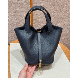 에르메스 Hermes Picotin lock 18cm clemence 2Z Blue Nuit/gold