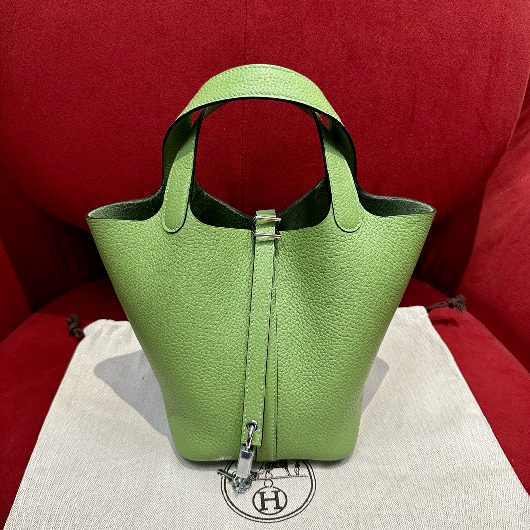 에르메스 Hermes Picotin lock 18cm clemence 3i Vert Criquent/silver