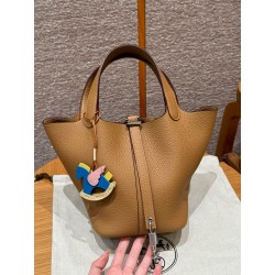 에르메스 Hermes Picotin lock 18cm clemence 4B Biscuit/sliver