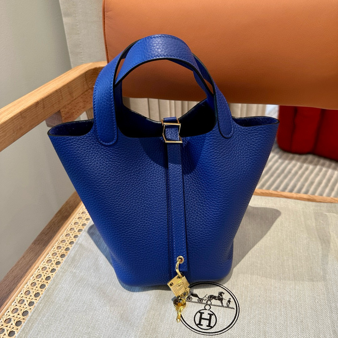 에르메스 Hermes Picotin lock 18cm clemence 7T Blue electric/gold