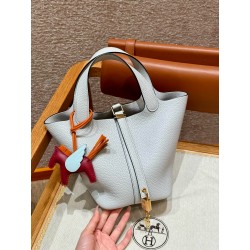 에르메스 Hermes Picotin lock 18cm clemence 08 Blue pale/gold