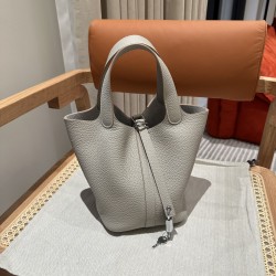 에르메스 Hermes Picotin lock 18cm clemence 8L Beton/silver
