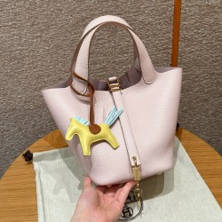 에르메스 Hermes Picotin lock 18cm clemence 09 Mauve pale/gold