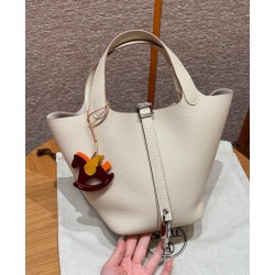에르메스 Hermes Picotin lock 18cm clemence 10 Craie/sliver