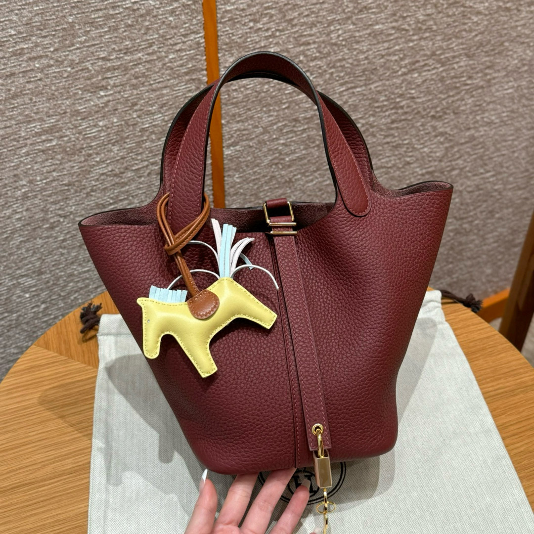 에르메스 Hermes Picotin lock 18cm clemence 55 Rouge H/gold