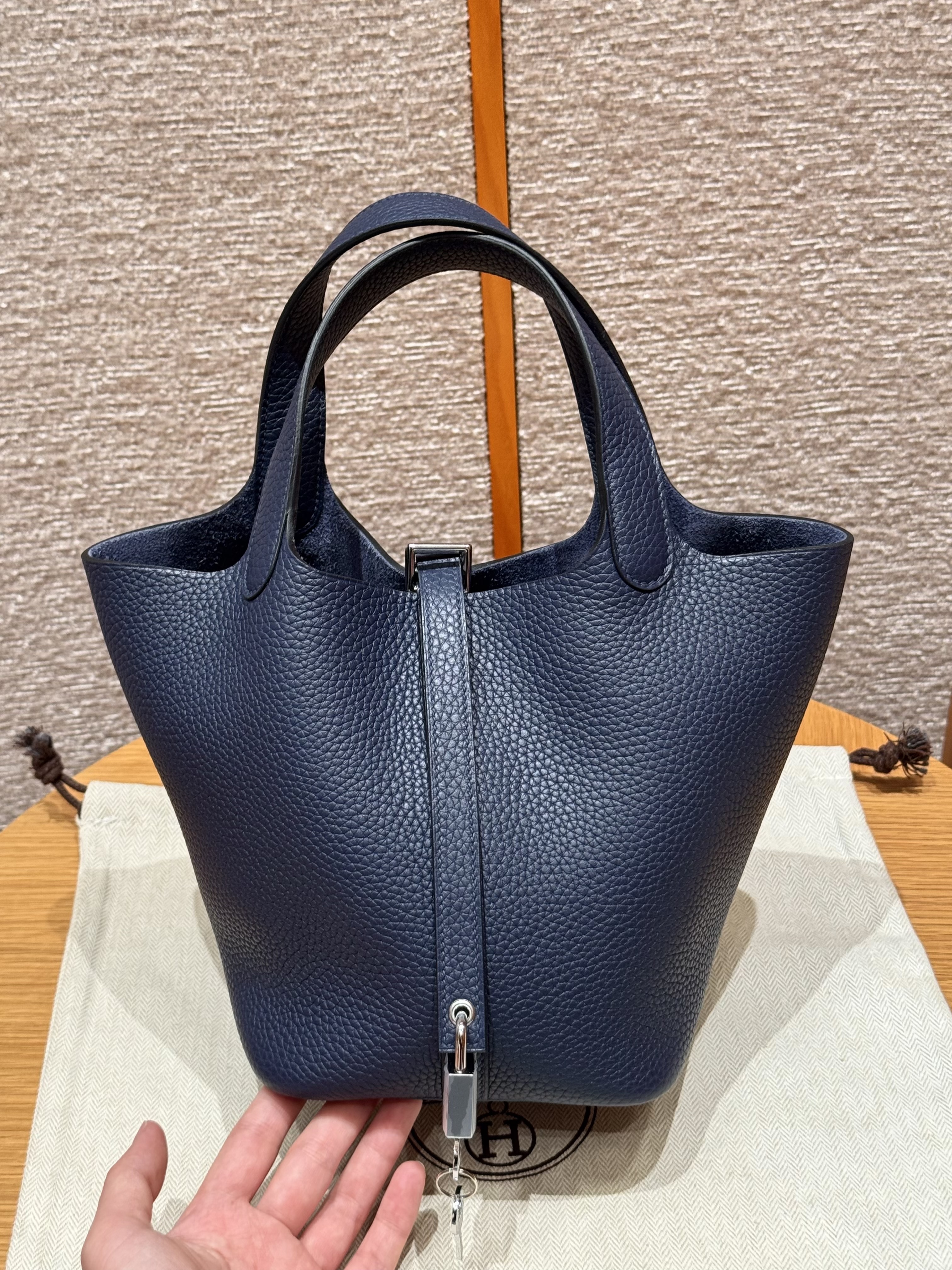 에르메스 Hermes Picotin lock 18cm clemence 73 Blue saphir/sliver
