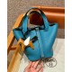 에르메스 Hermes Picotin lock 18cm clemence 75 Blue Jean/sliver