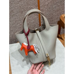 에르메스 Hermes Picotin lock 18cm clemence 80 Gris perle/gold