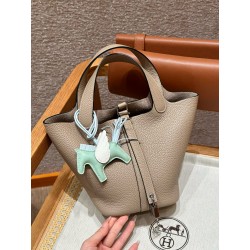 에르메스 Hermes Picotin lock 18cm clemence 81 Gris tourtlle/silver