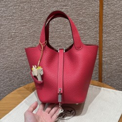 에르메스 Hermes Picotin lock 18cm clemence 90 Framboise/silver