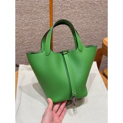 에르메스 Hermes Picotin lock 18cm clemence A8 Jert Yucca/sliver