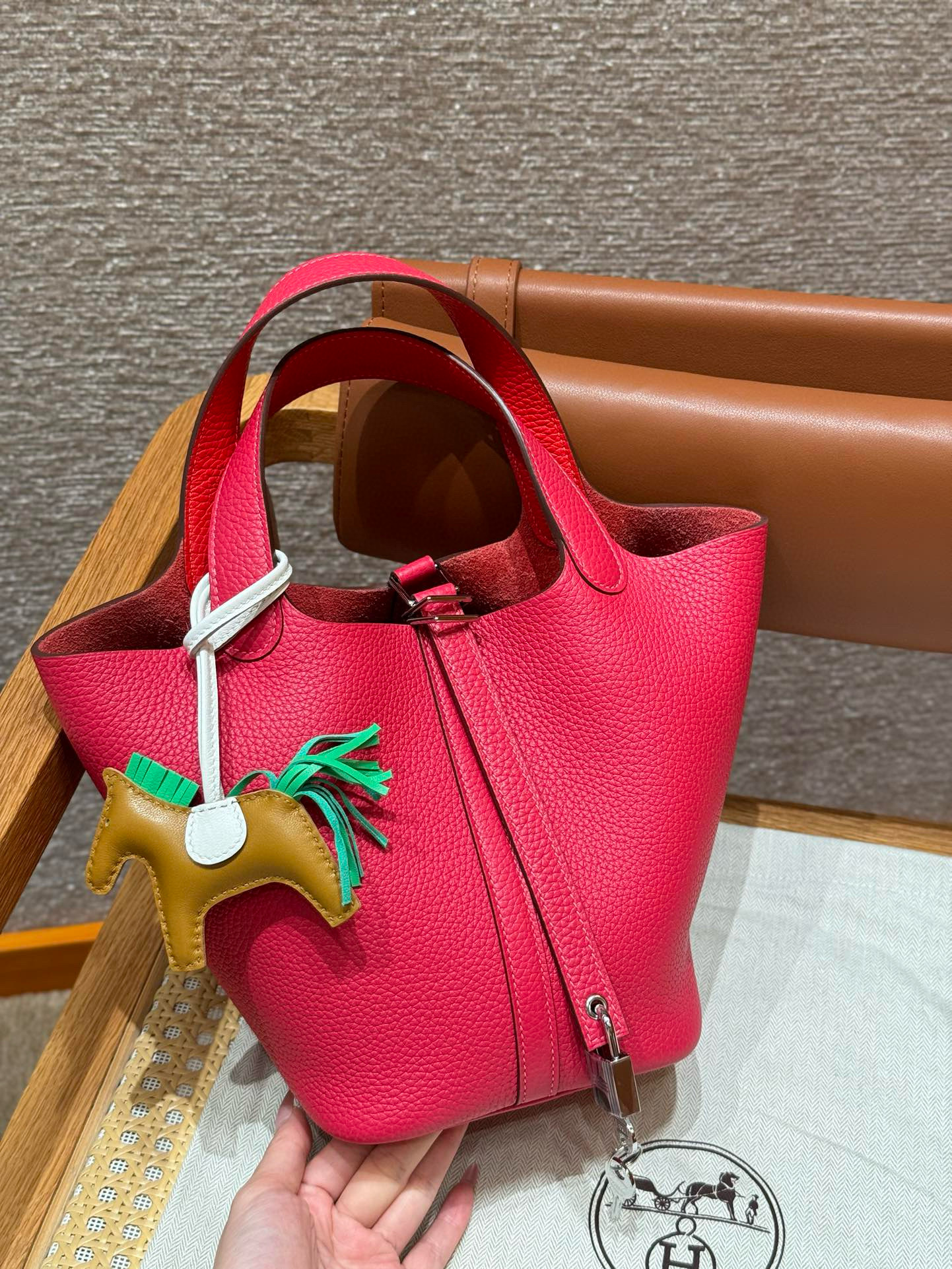 에르메스 Hermes Picotin lock 18cm clemence i6 Rose extreme and S5 Rouge Tomato/silver