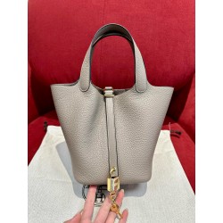 에르메스 Hermes Picotin lock 18cm clemence M8 Girs Asphalted/gold