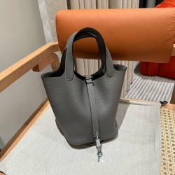 에르메스 Hermes Picotin lock 18cm clemence OL Gris Meyer/siiver
