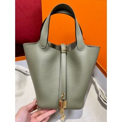 에르메스 Hermes Picotin lock 18cm clemence Q1 Sauge/gold
