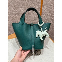 에르메스 Hermes Picotin lock 18cm clemence Z6 Malachite/sliver