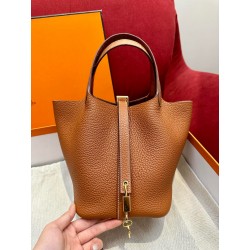에르메스 Hermes Picotin Touch 18cm clemence and Matte Alligator 37 Gold/gold