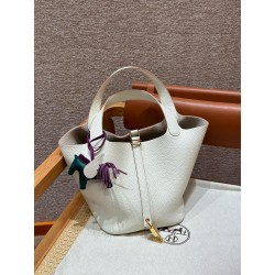 에르메스 Hermes Picotin lock 22cm clemence 0T Mushroom/gold