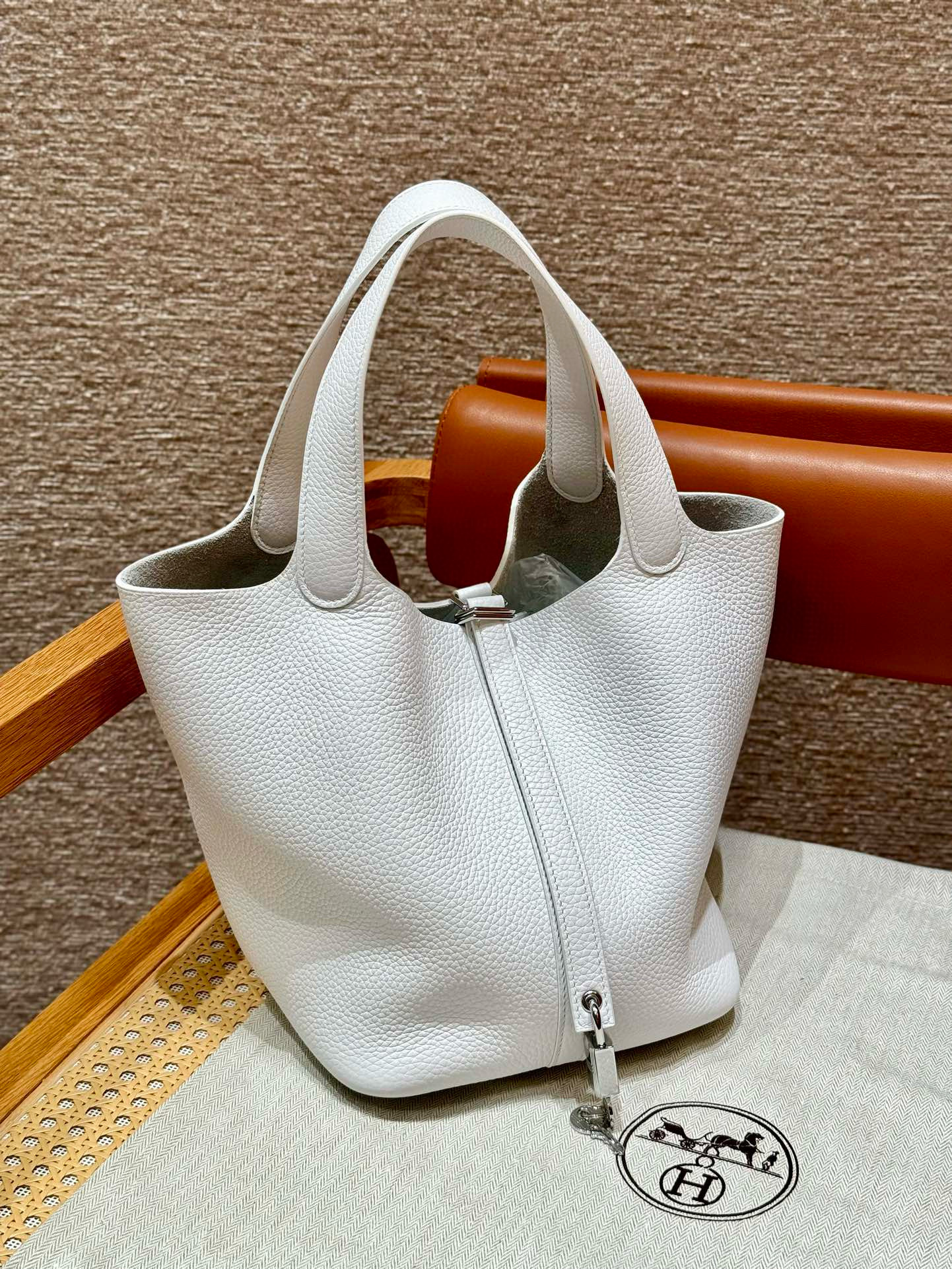 에르메스 Hermes Picotin lock 22cm clemence 01 Blanc/silver