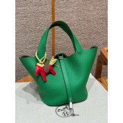 에르메스 Hermes Picotin lock 22cm clemence 1K Bambou/silver