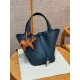 에르메스 Hermes Picotin lock 22cm clemence 7P Blue presse/silver