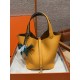 에르메스 Hermes Picotin lock 22cm clemence 9D Jaune amber and 7N Celeste/gold