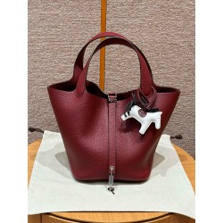 에르메스 Hermes Picotin lock 22cm clemence 55 Rouge H/silver