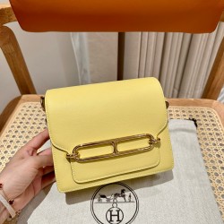 에르메스 Hermes Roulis 18cm Chevre 1Z Jaune Poussin/gold
